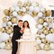 White and Gold Balloon Garland Arch Kit - Includes Gold Confetti Balloons for Baptism, Wedding, and Birthday Party Decoration